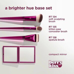 Real Techniques Berry Kiss Limited Edition Brush Set + Mirror - NIB